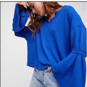 NWT blue waffle Dahlia Free People shirt